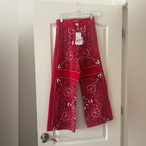 Women's Red Opullence Bandana Wide Leg Pants